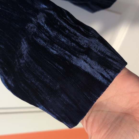 Sapphire Blue Brushed Long Velvet Blazer by The Drop NWT Womens Size S - Picture 6 of 10